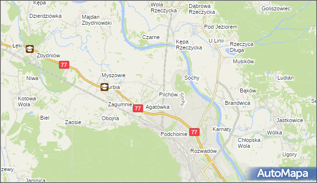 mapa Pilchów, Pilchów na mapie Targeo