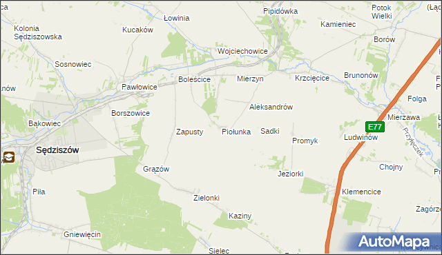 mapa Piołunka, Piołunka na mapie Targeo