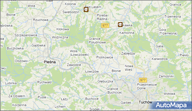 mapa Piotrkowice gmina Tuchów, Piotrkowice gmina Tuchów na mapie Targeo