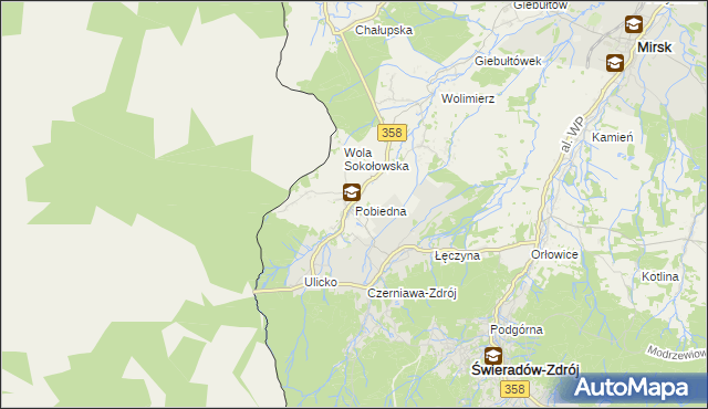 mapa Pobiedna gmina Leśna, Pobiedna gmina Leśna na mapie Targeo