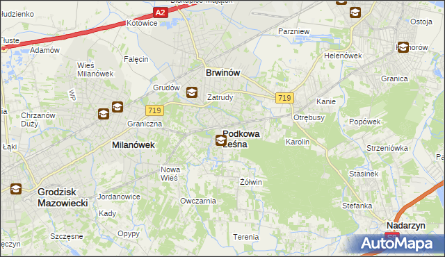 mapa Podkowa Leśna, Podkowa Leśna na mapie Targeo