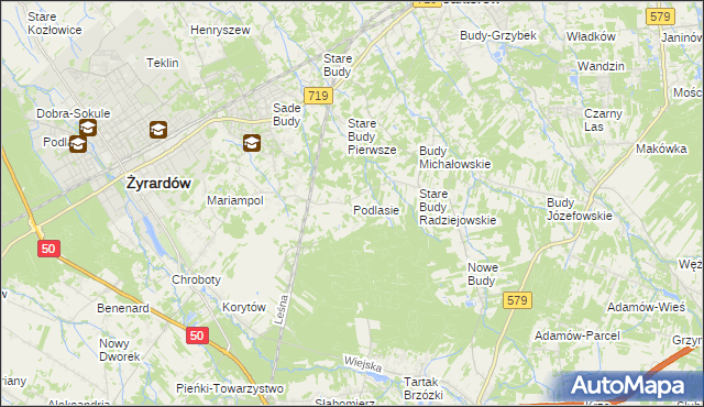 mapa Podlasie gmina Radziejowice, Podlasie gmina Radziejowice na mapie Targeo