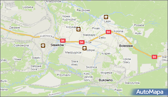 mapa Podlipie gmina Bolesław, Podlipie gmina Bolesław na mapie Targeo