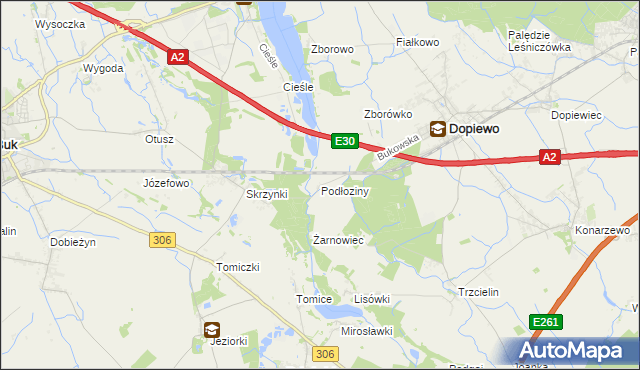 mapa Podłoziny, Podłoziny na mapie Targeo