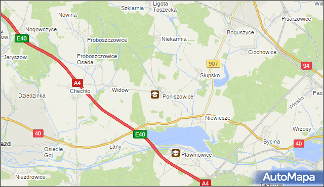 mapa Poniszowice, Poniszowice na mapie Targeo