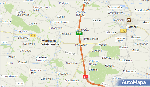 mapa Poskwitów, Poskwitów na mapie Targeo