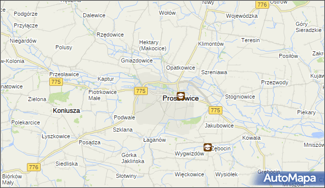 mapa Proszowice, Proszowice na mapie Targeo
