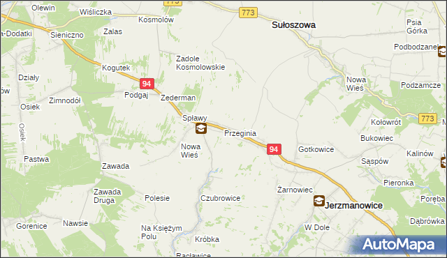 mapa Przeginia, Przeginia na mapie Targeo