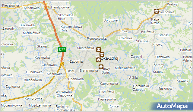 mapa Rabka-Zdrój, Rabka-Zdrój na mapie Targeo