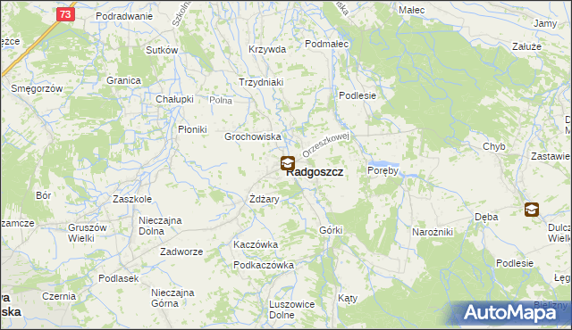 mapa Radgoszcz powiat dąbrowski, Radgoszcz powiat dąbrowski na mapie Targeo