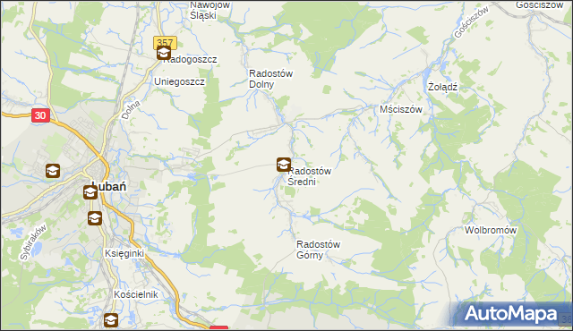 mapa Radostów Średni, Radostów Średni na mapie Targeo