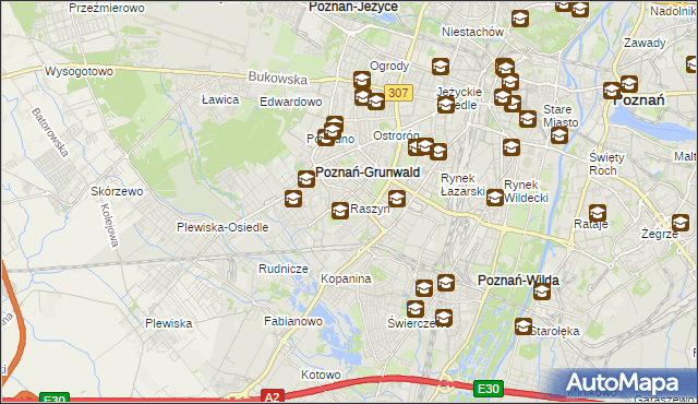 mapa Raszyn gmina Poznań, Raszyn gmina Poznań na mapie Targeo