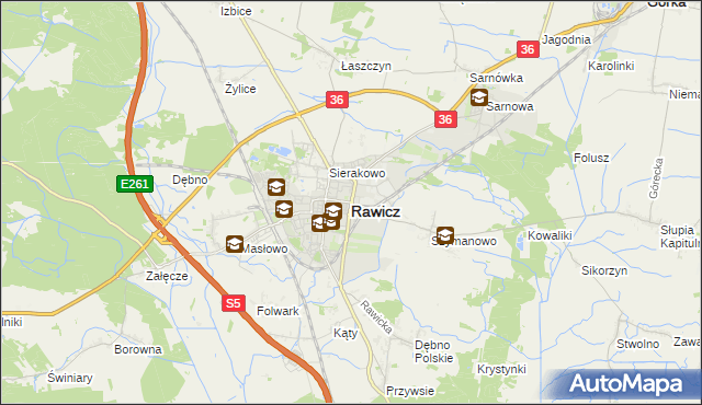 mapa Rawicz, Rawicz na mapie Targeo