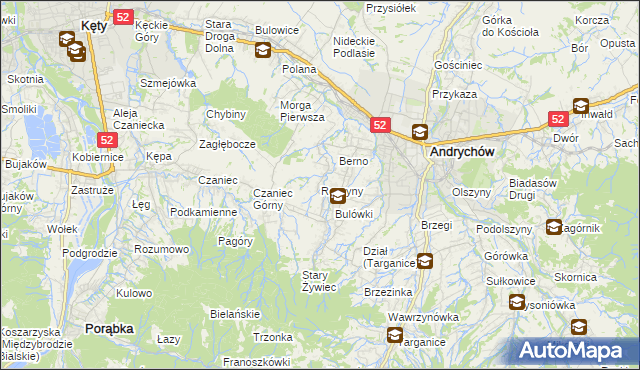 mapa Roczyny, Roczyny na mapie Targeo