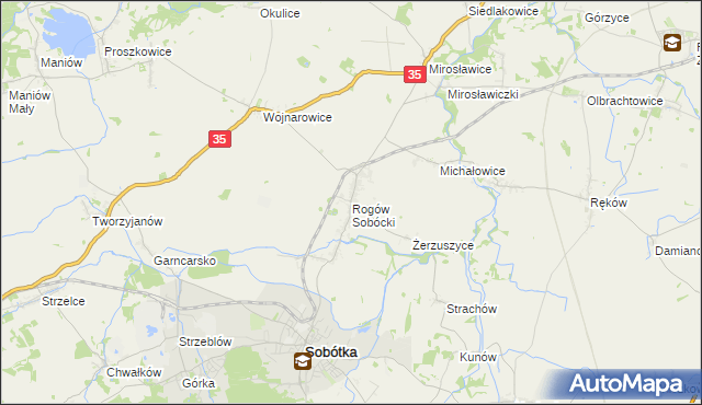 mapa Rogów Sobócki, Rogów Sobócki na mapie Targeo