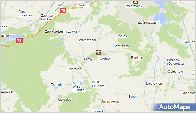 mapa Rokitno gmina Szczekociny, Rokitno gmina Szczekociny na mapie Targeo