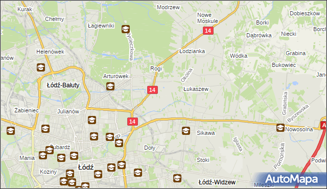 mapa Różki gmina Łódź, Różki gmina Łódź na mapie Targeo