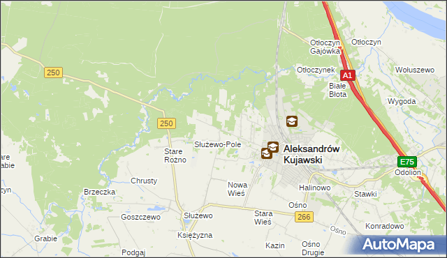 mapa Rożno-Parcele, Rożno-Parcele na mapie Targeo