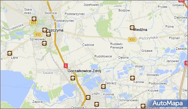 mapa Rudołtowice, Rudołtowice na mapie Targeo