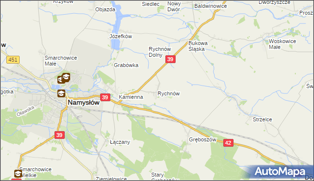 mapa Rychnów gmina Namysłów, Rychnów gmina Namysłów na mapie Targeo