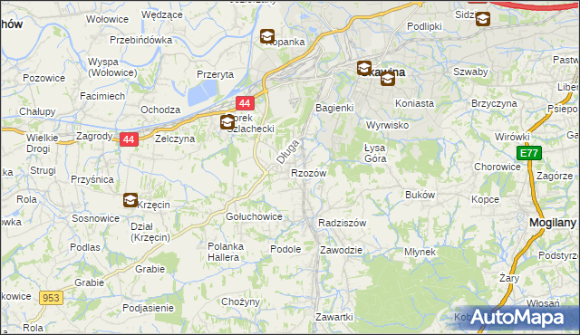 mapa Rzozów, Rzozów na mapie Targeo