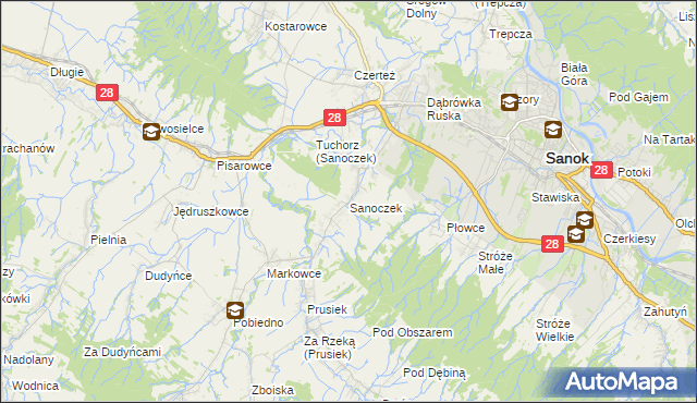 mapa Sanoczek, Sanoczek na mapie Targeo