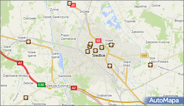 mapa Siedlce, Siedlce na mapie Targeo