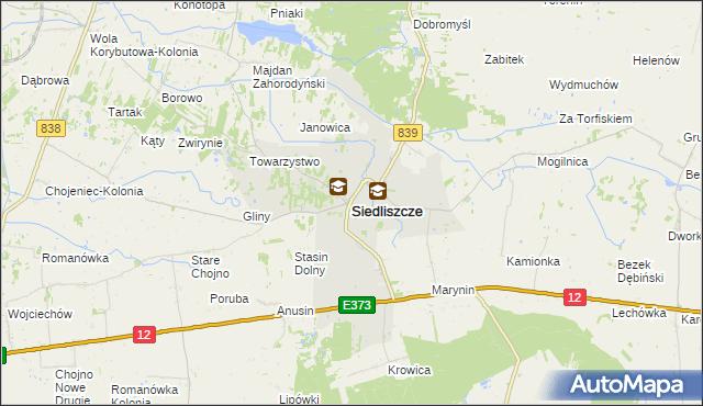 mapa Siedliszcze powiat chełmski, Siedliszcze powiat chełmski na mapie Targeo