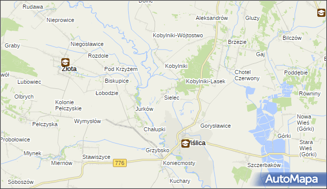 mapa Sielec gmina Wiślica, Sielec gmina Wiślica na mapie Targeo