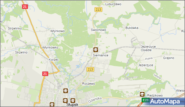 mapa Siemianice gmina Słupsk, Siemianice gmina Słupsk na mapie Targeo