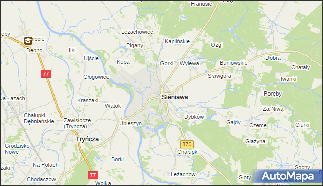 mapa Sieniawa powiat przeworski, Sieniawa powiat przeworski na mapie Targeo