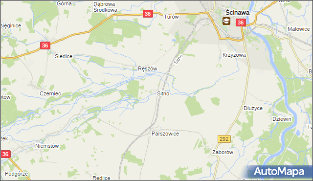 mapa Sitno gmina Ścinawa, Sitno gmina Ścinawa na mapie Targeo