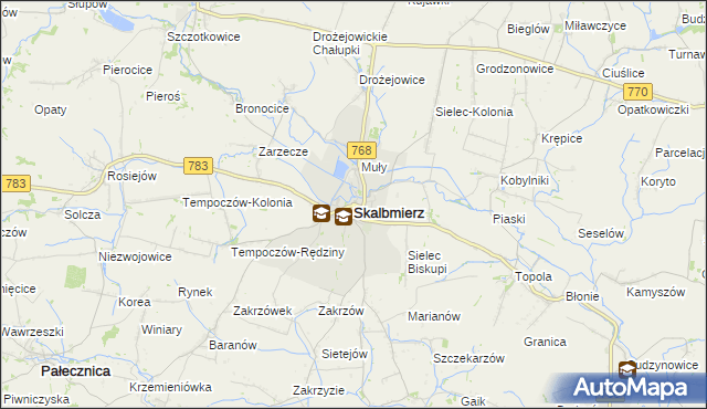 mapa Skalbmierz, Skalbmierz na mapie Targeo