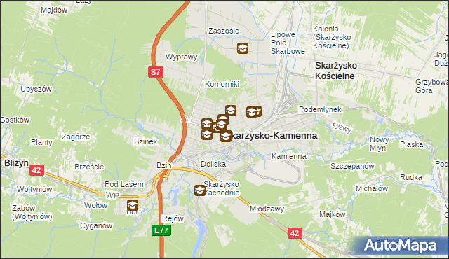 mapa Skarżysko-Kamienna, Skarżysko-Kamienna na mapie Targeo