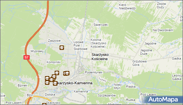 mapa Skarżysko Kościelne, Skarżysko Kościelne na mapie Targeo