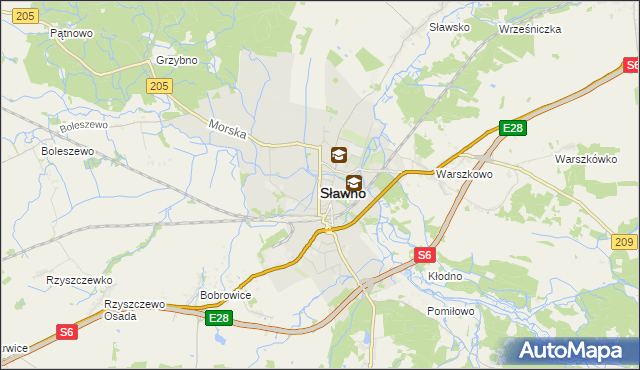 mapa Sławno, Sławno na mapie Targeo