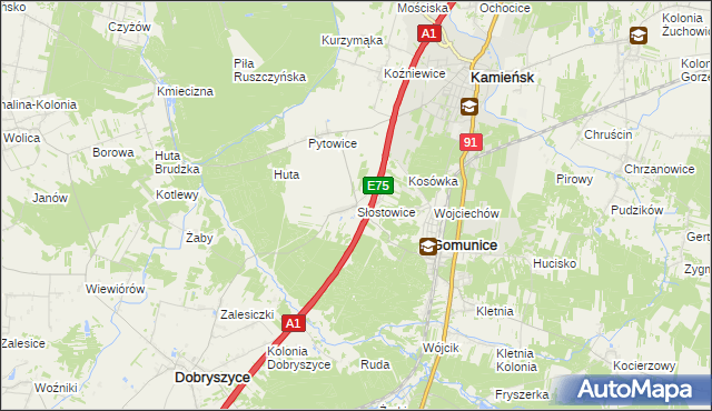 mapa Słostowice, Słostowice na mapie Targeo