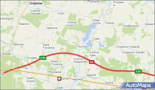 mapa Słuchocin, Słuchocin na mapie Targeo