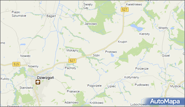 mapa Sójki gmina Rychliki, Sójki gmina Rychliki na mapie Targeo
