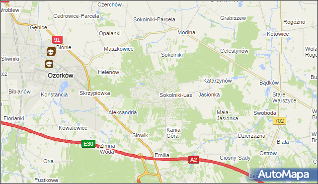 mapa Sokolniki-Las, Sokolniki-Las na mapie Targeo