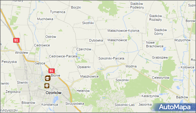 mapa Sokolniki-Parcela, Sokolniki-Parcela na mapie Targeo