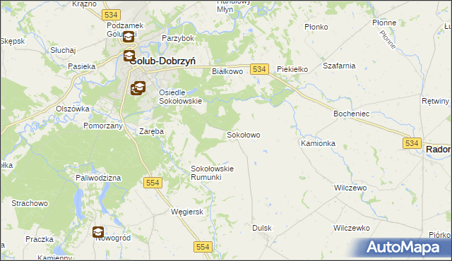 mapa Sokołowo gmina Golub-Dobrzyń, Sokołowo gmina Golub-Dobrzyń na mapie Targeo