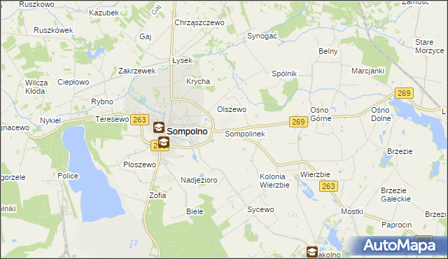 mapa Sompolinek, Sompolinek na mapie Targeo