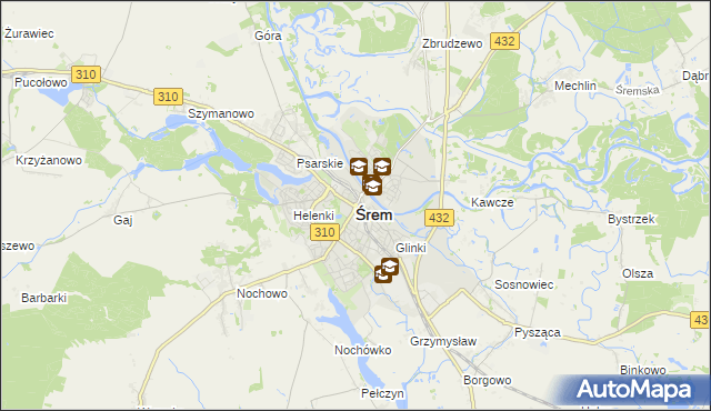mapa Śrem, Śrem na mapie Targeo