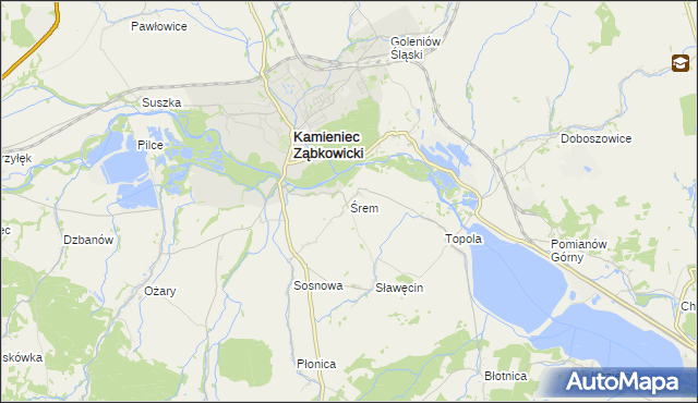 mapa Śrem gmina Kamieniec Ząbkowicki, Śrem gmina Kamieniec Ząbkowicki na mapie Targeo
