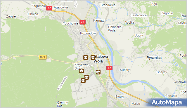 mapa Stalowa Wola, Stalowa Wola na mapie Targeo