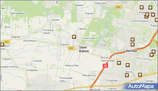 mapa Stare Babice, Stare Babice na mapie Targeo