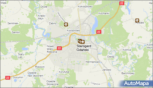mapa Starogard Gdański, Starogard Gdański na mapie Targeo
