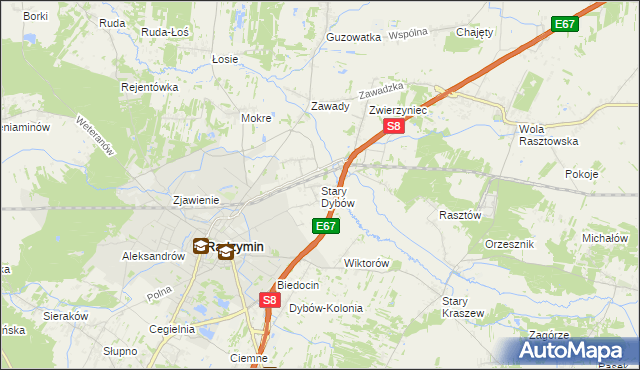 mapa Stary Dybów, Stary Dybów na mapie Targeo