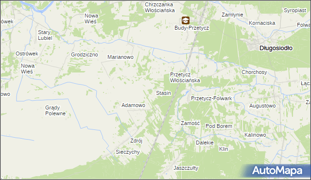 mapa Stasin gmina Długosiodło, Stasin gmina Długosiodło na mapie Targeo